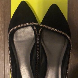 Versace Black Flats with Chain